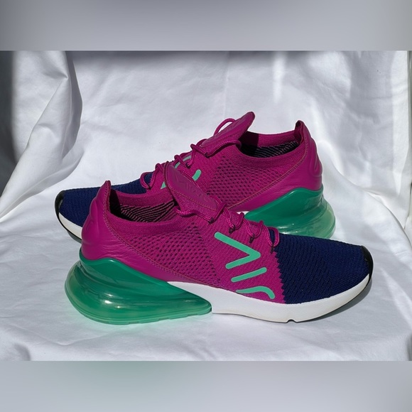 Nike Other - NIKE AIR MAX 270 FlyKnit Shoes Deep Royal Blue Teal Fuscia A01023 401 Men Sz 9.5